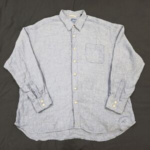 Tommy Bahama Linen Shirt Men’s XXL Blue Relax Beach Coastal Luxury Button Up EUC